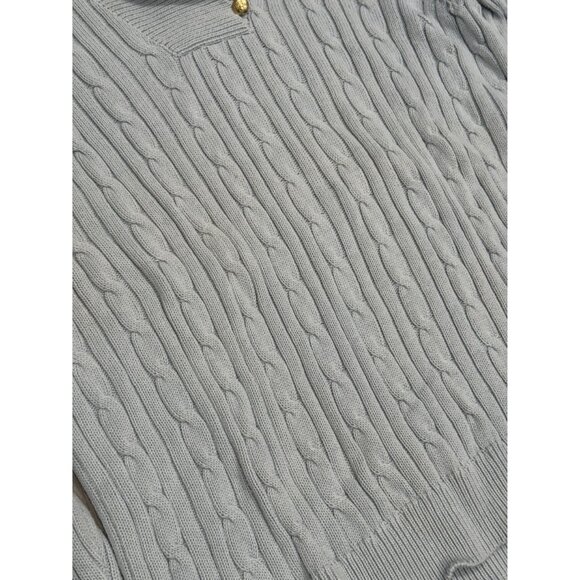 Chaps Womens 2x Light Blue Cable Knit Collar Neck Pullover Sweater Long Sleeve - Picture 3 of 5